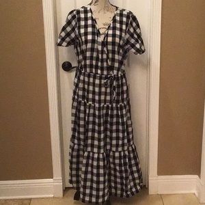 NWT-XXL Croft & Barrow Blk/Wht Check short sleeve dress.